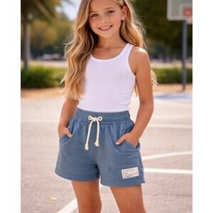 Little YoungLA Youth Shorts Size 9–10 Slate Blue Model L102 NWT